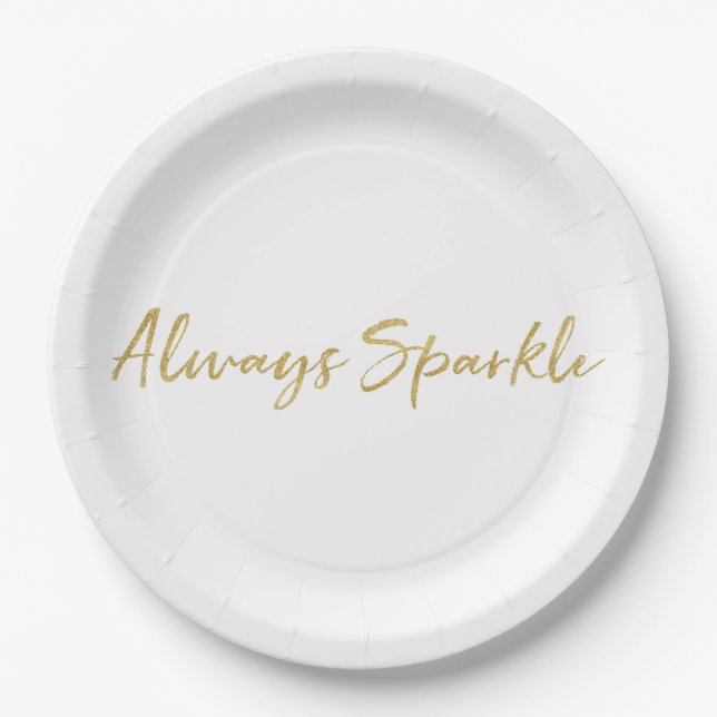 Gold Glitz Always Sparkle Paper Plates (Front)