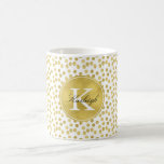 Gold Glitz Confetti Dots Monogram Coffee Mug at Zazzle