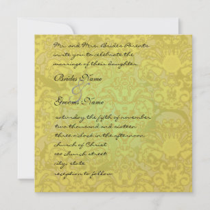 Gold Glitz Damask Wedding Invitation