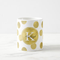 Gold Glitz Dots Monogram Coffee Mug