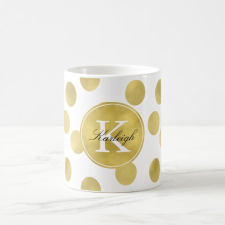 Gold Glitz Dots Monogram Coffee Mug