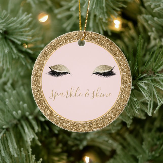 Gold Glitz Eyes Ceramic Ornament (Tree)