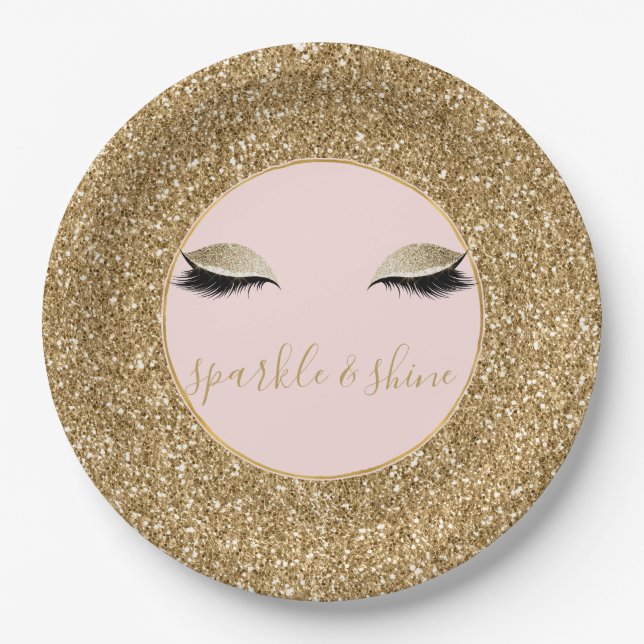 Gold Glitz Eyes Paper Plates (Front)