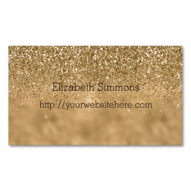 Gold Glitz Glitter Business Card Magnet (Front)