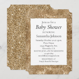 Gold Glitz Glitter Giraffe Print Invitation
