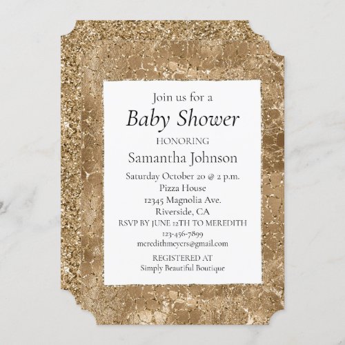 Gold Glitz Glitter Giraffe Print  Invitation