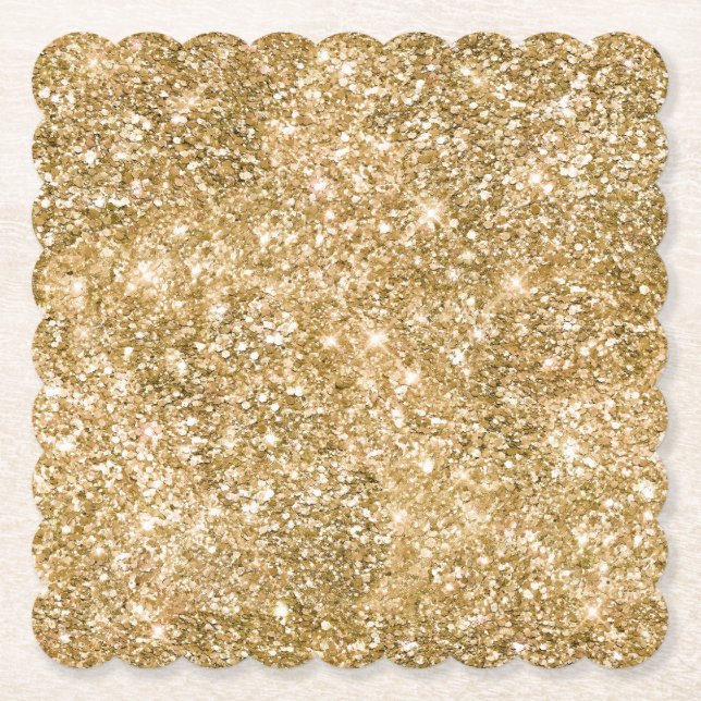 Gold Glitz Glitter  Paper Coaster (Front)