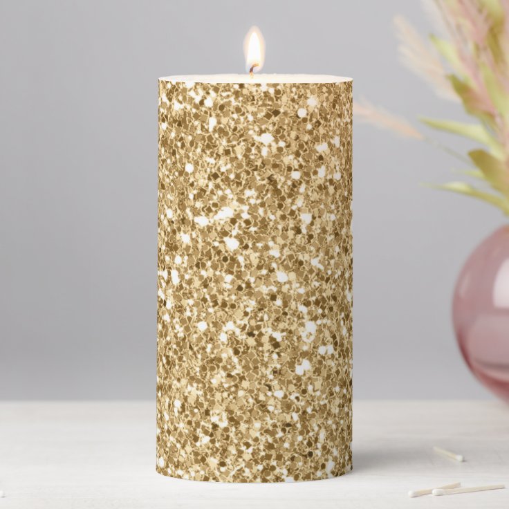 Gold Glitz Glitter Pillar Candle Zazzle