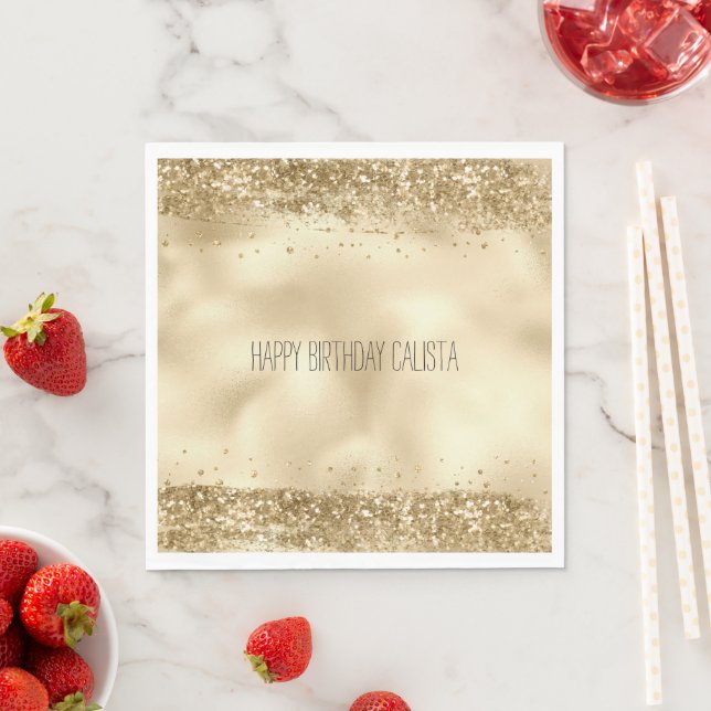 Gold Glitz Glitter Sparkle Confetti    Napkins (Insitu)