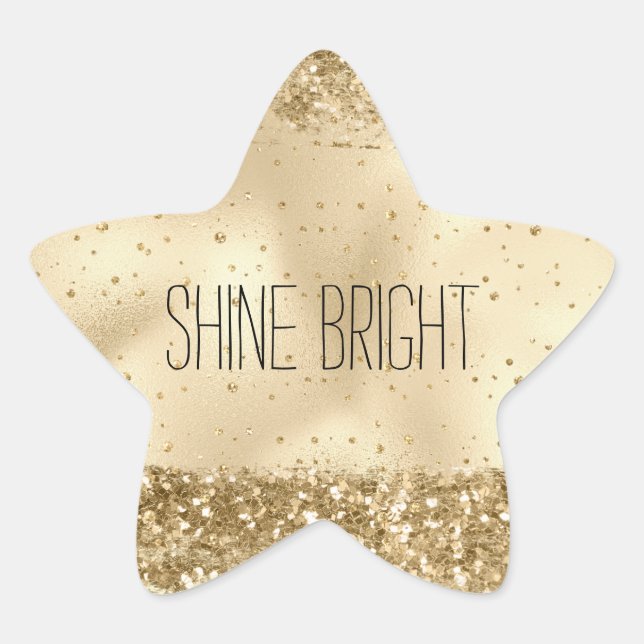 Gold Glitz Glitter Sparkle Confetti   Star Sticker (Front)