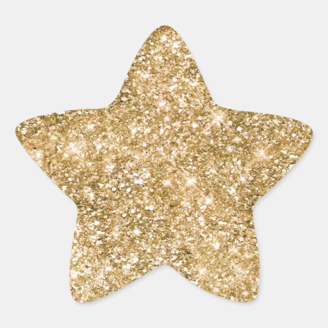 Gold Glitz Glitter  Star Sticker (Front)