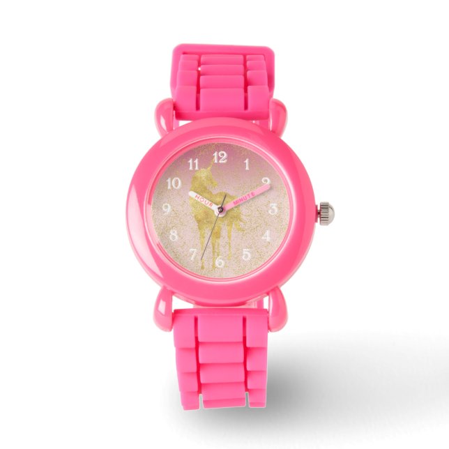 Gold Glitz Pink Ombre Unicorn Watch (Front)