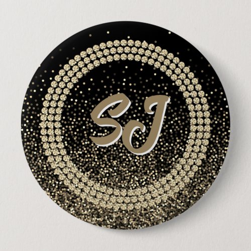 Gold Glitz Rhinestone Monogram Button