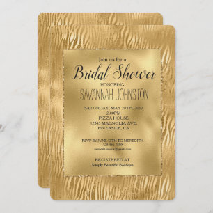 Gold Glitz Zebra Print Bridal Shower Invitation