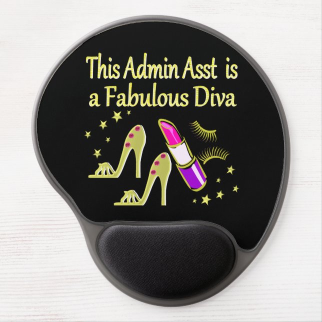 GOLD GLITZY ADMIN ASSISTANT DIVA DESIGN GEL MOUSE PAD (Front)