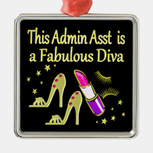 GOLD GLITZY ADMIN ASSISTANT DIVA DESIGN METAL ORNAMENT