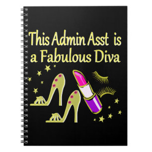 GOLD GLITZY ADMIN ASSISTANT DIVA DESIGN NOTEBOOK