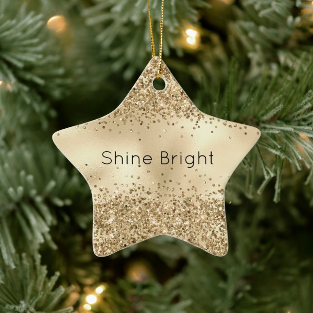Gold Glitzy Confetti Glitter Sparkle    Ceramic Ornament (Tree)