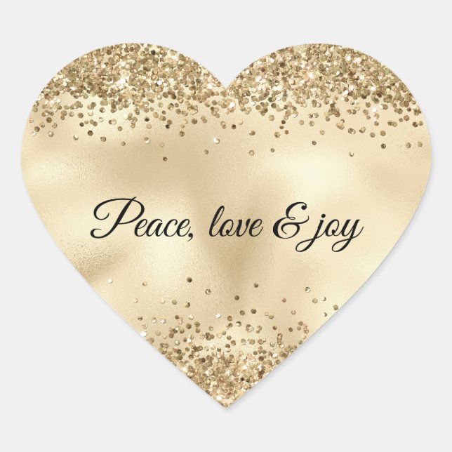 Gold Glitzy Confetti Glitter Sparkle  Heart Sticker (Front)
