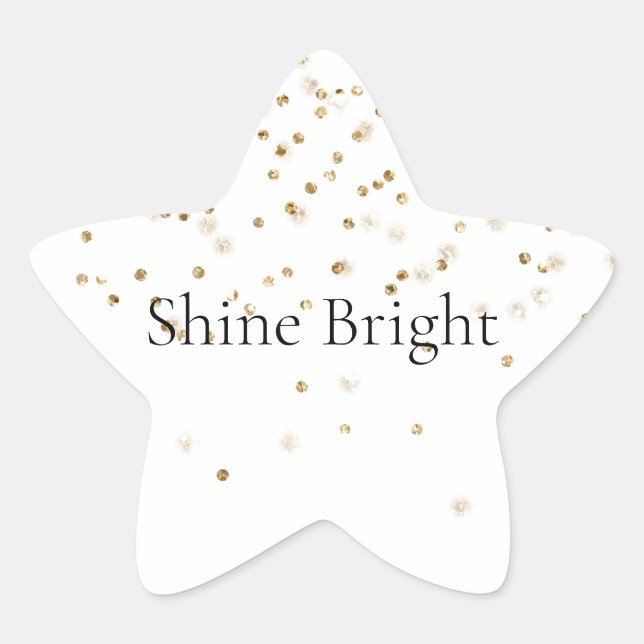 Gold Glitzy Confetti Sparkle  Star Sticker (Front)