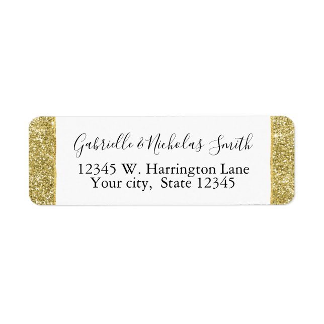 Gold Glitzy Faux Glitter Label (Front)