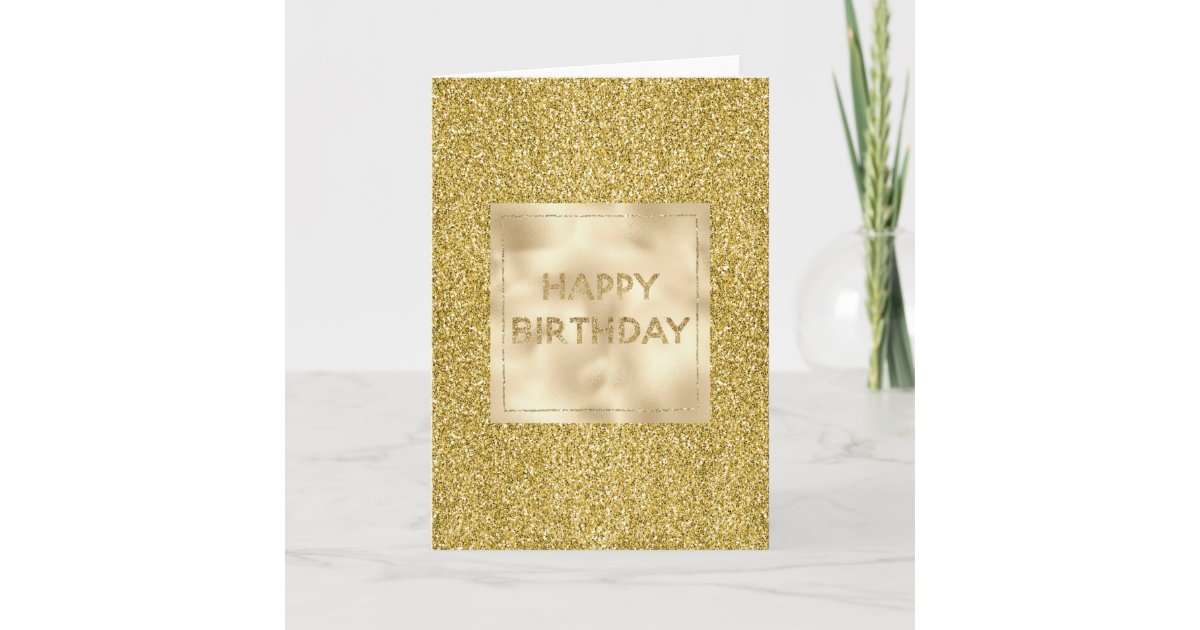 Gold Glitzy Glitter Birthday Card | Zazzle