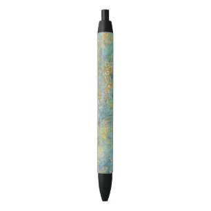 Gold Glitzy Glitter Blue Abstract Pen
