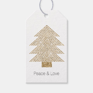 Gold Glitzy Glitter Christmas Tree Gift Tags