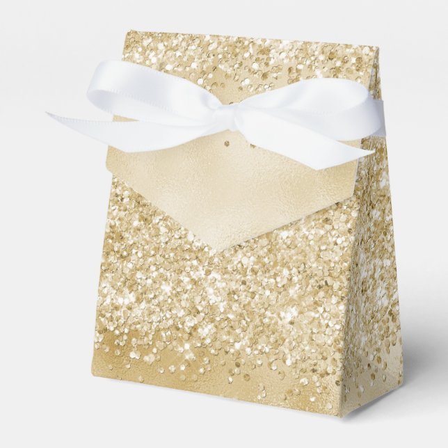 Gold Glitzy Glitter Favor Box (Front Side)