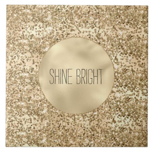 Gold Glitzy Glitter Sparkle Confetti Shine     Ceramic Tile
