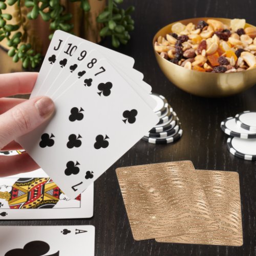 Gold Glitzy Glitter Zebra Print Poker Cards