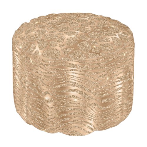 Gold Glitzy Glitter Zebra Print Pouf