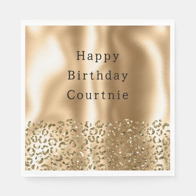 Gold Glitzy Leopard Animal Glam Napkins (Front)