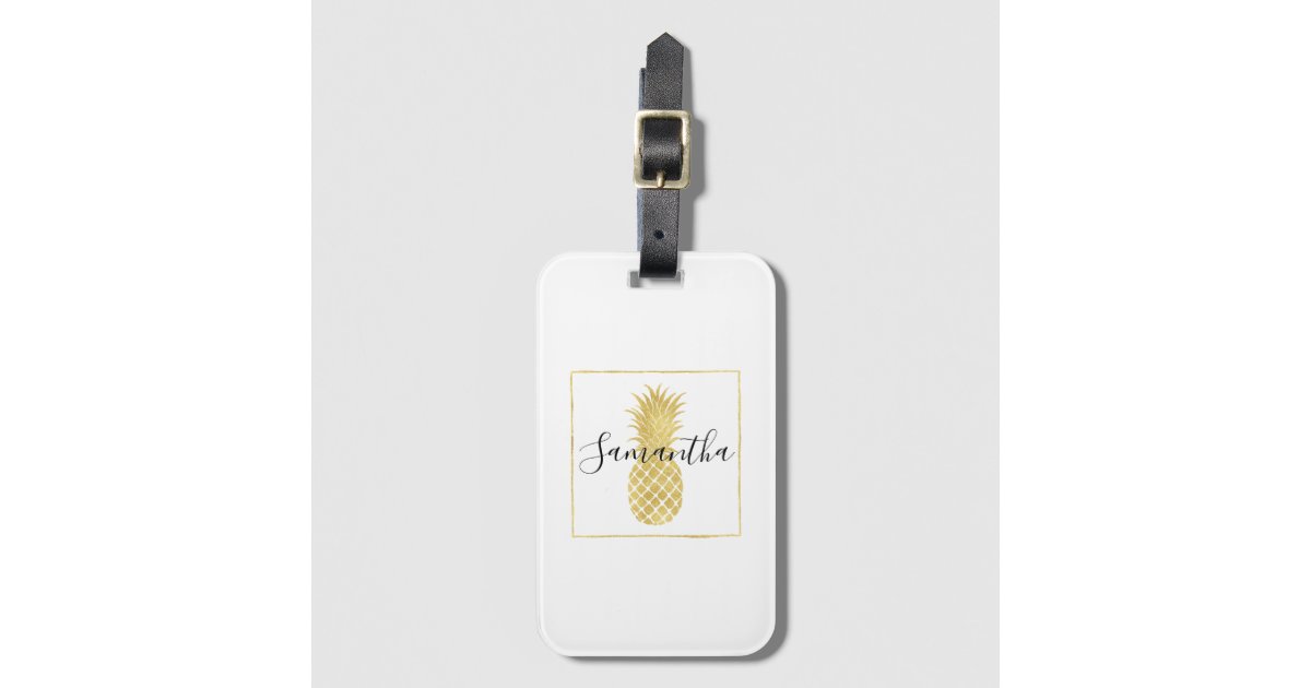 Gold Glitzy Pineapple Luggage Tag Zazzle