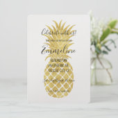 Gold Glitzy Pineapples Birthday Invitation (Standing Front)