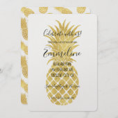 Gold Glitzy Pineapples Birthday Invitation (Front/Back)