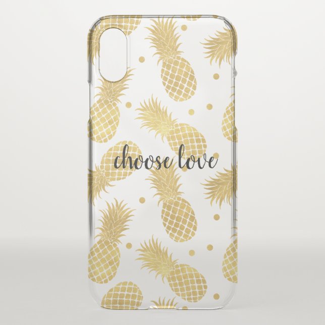 Gold Glitzy Pineapples Uncommon iPhone Case (Back)