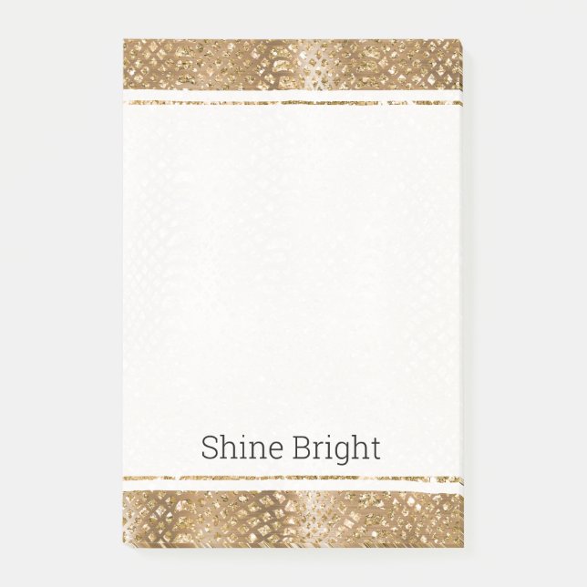 Gold Glitzy Snake Skin Animal Glam Post-it Notes (Front)