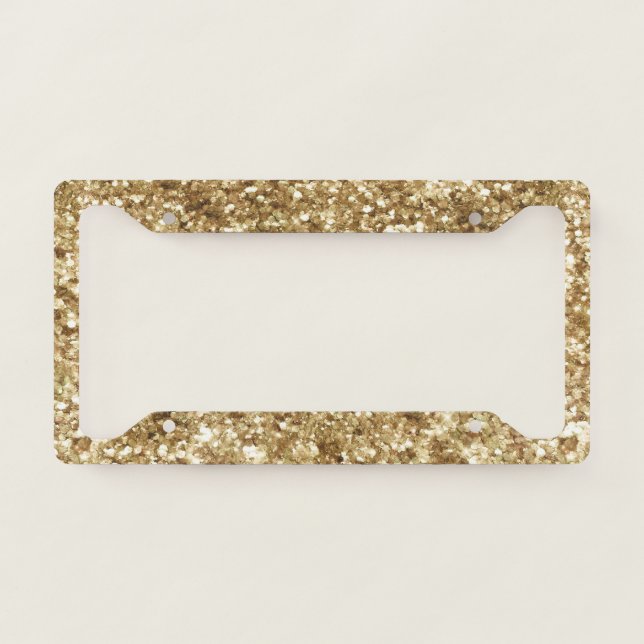 Gold Glitzy Sparkle Glitter  License Plate Frame (Front)
