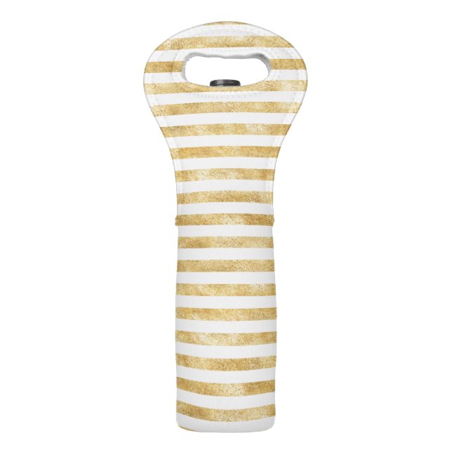 Gold Glitzy Stripes Wine Bag (Front)