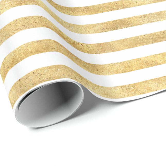 Gold Glitzy Stripes Wrapping Paper (Roll Corner)
