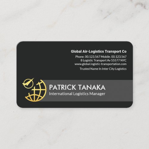 Gold Globe Airplane Orbit Logistics Business Card