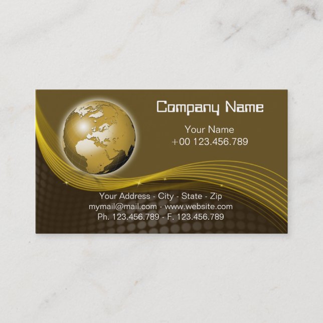 Gold Globe Business Card (Front)