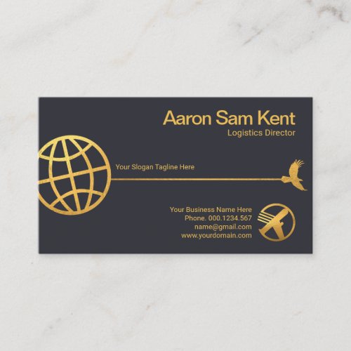 Gold Globe Hawk Supply Line Blue Import Export Business Card