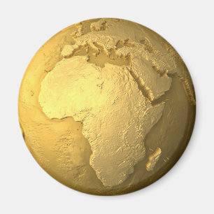Gold Globe - Metal Earth, Africa, 3d Render Magnet