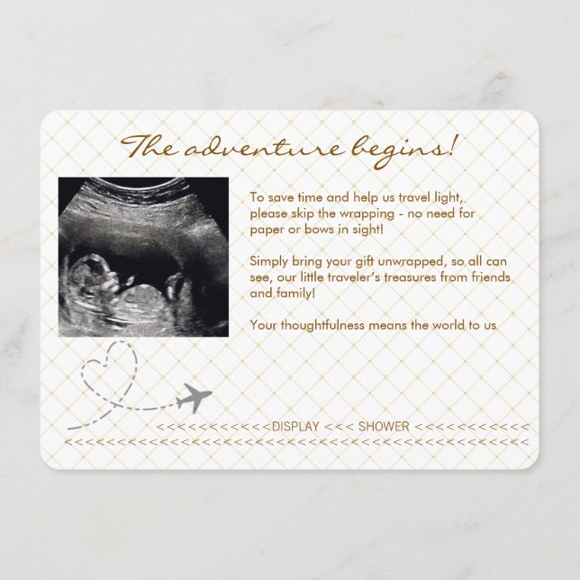 Gold Globe Passport Travel Display Shower Enclosure Card (Back)