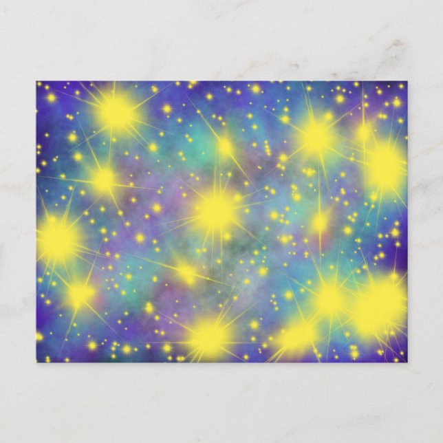 Gold Glory Stars Aqua Blue Modern Christian Art Postcard (Front)