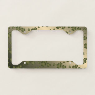 Gold Glow Green Shamrock Pattern License Plate Frame