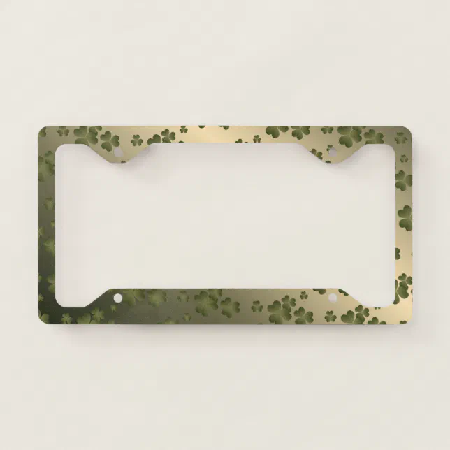 Gold Glow Green Shamrock Pattern License Plate Frame Zazzle