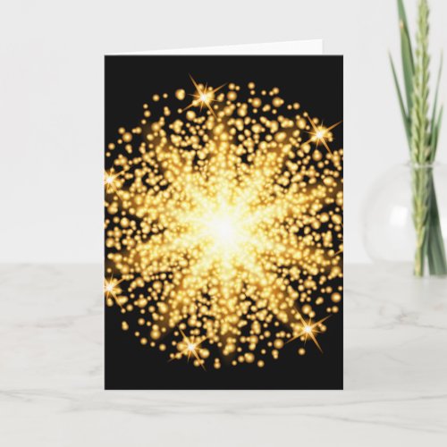 Gold glow light effect on black background holiday card